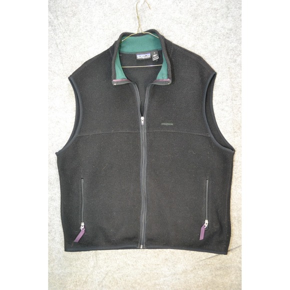 Patagonia Other - Vintage Patagonia Vest Mens XL Black Fleece Full Zip Pockets Made USA 90s